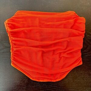 Orange Corset Top‎ SMALL Rave Party Festival Mesh Ruched Bustier Sexy TIC TOC